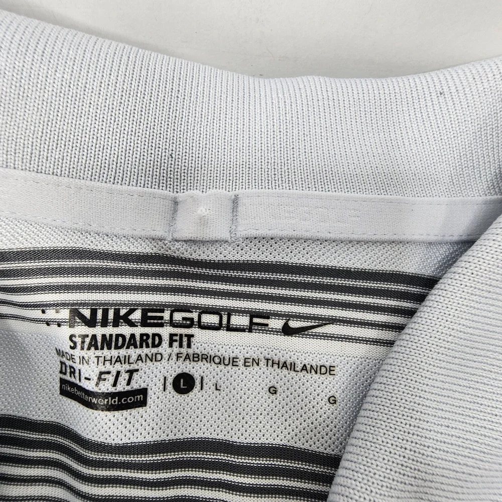 Nike Dri-FiT Standard Golf Polo Shirt Men's Large Striped light Blue Gray